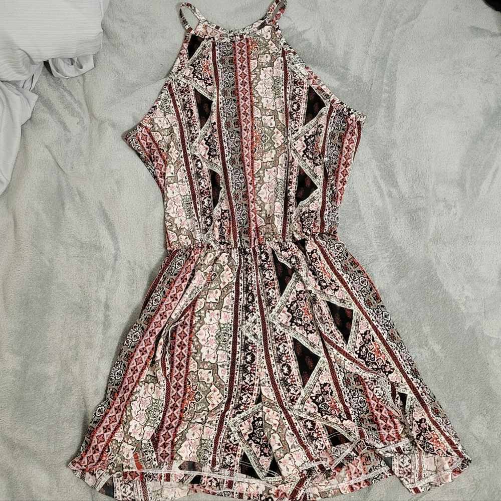 Halter Printed Romper, Junior Size M